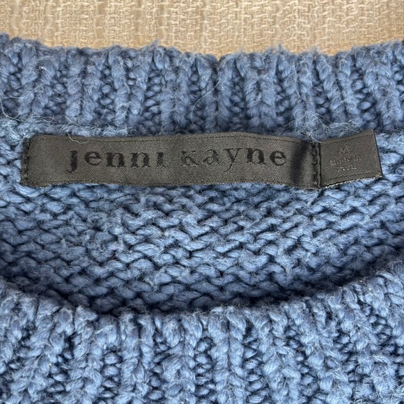 Jenni Kayne Everyday Sweater Blue 100% Cotton Crew Neck Medium Preppy Coastal - Picture 2 of 9